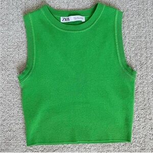 Zara cropped green tank